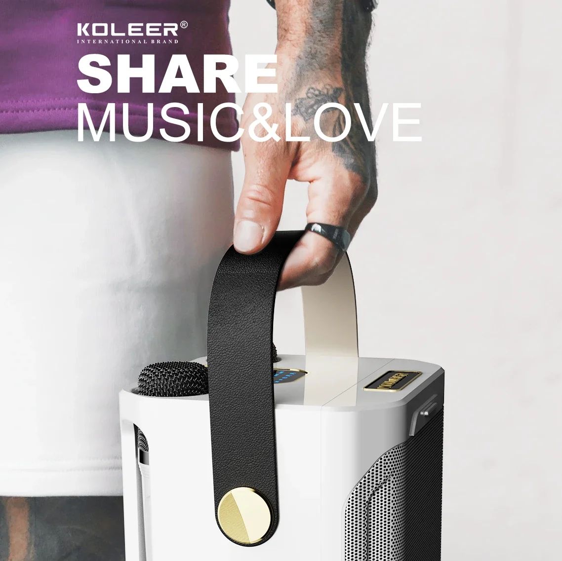 Krachtige Karaoke Bluetooth Luidspreker – Draagbare 360° Stereo Surround Draadloze Subwoofer met Dubbele Microfoon Boombox