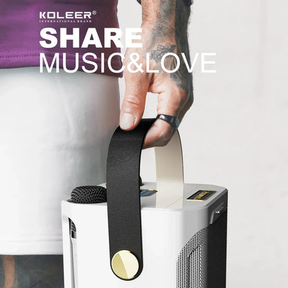 Krachtige Karaoke Bluetooth Luidspreker – Draagbare 360° Stereo Surround Draadloze Subwoofer met Dubbele Microfoon Boombox