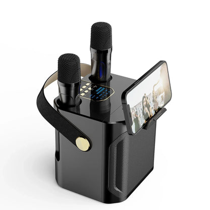 Krachtige Karaoke Bluetooth Luidspreker – Draagbare 360° Stereo Surround Draadloze Subwoofer met Dubbele Microfoon Boombox