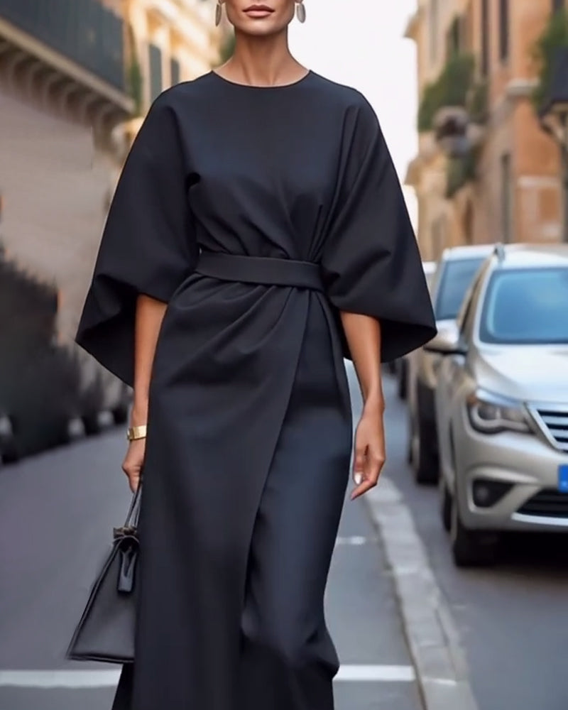 Elegante Midi-Jurk met Ceintuur