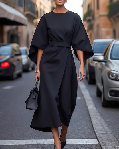 Elegante Midi-Jurk met Ceintuur