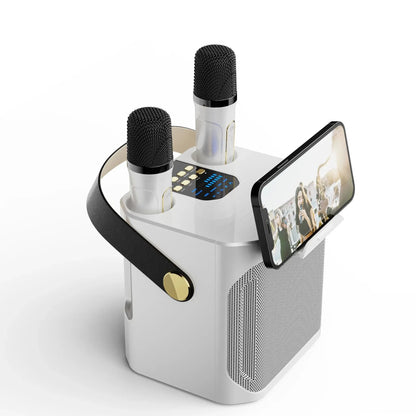 Krachtige Karaoke Bluetooth Luidspreker – Draagbare 360° Stereo Surround Draadloze Subwoofer met Dubbele Microfoon Boombox