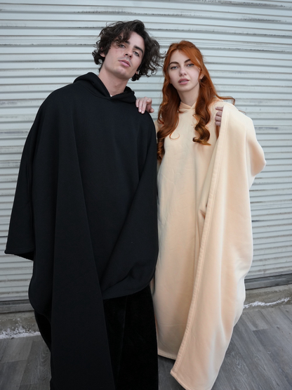 Luxe Fleece Poncho met Capuchon