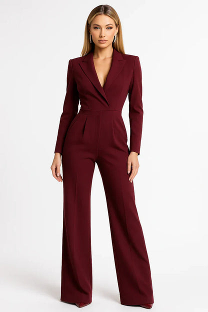 ZAAN Original| Luxe Blazer Jumpsuit met V-hals en Wide-leg Pasvorm