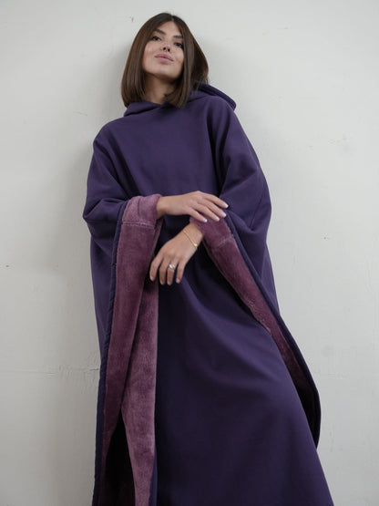 Luxe Fleece Poncho met Capuchon