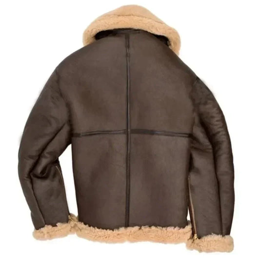 Heren Sherpa Gevoerde Leren Aviator Winterjas