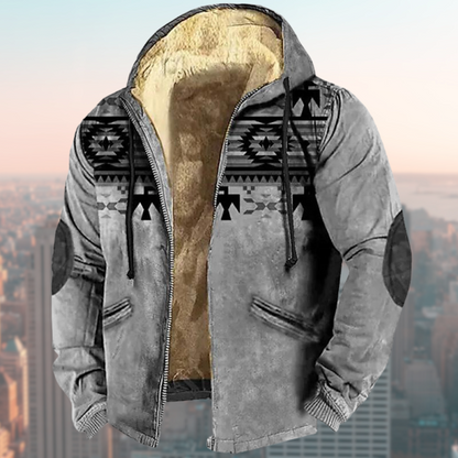 Giel- Heren Winterjas met Ethnisch Design