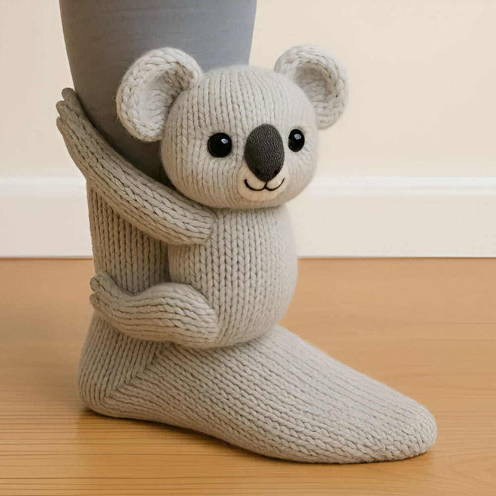 KnusStep Warme Dierensokken van Pluche – Antislip Huissokken met 3D Ontwerp