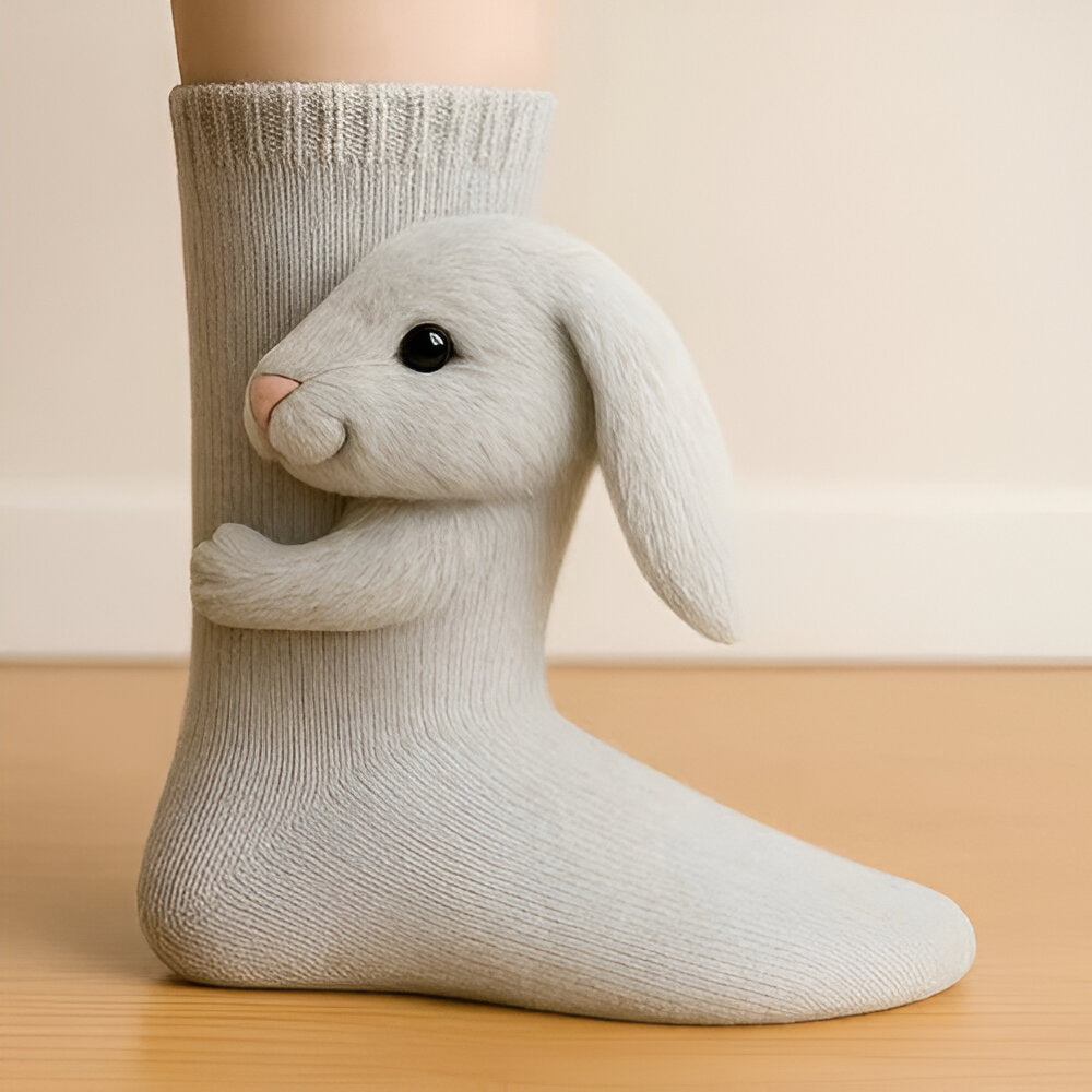 KnusStep Warme Dierensokken van Pluche – Antislip Huissokken met 3D Ontwerp