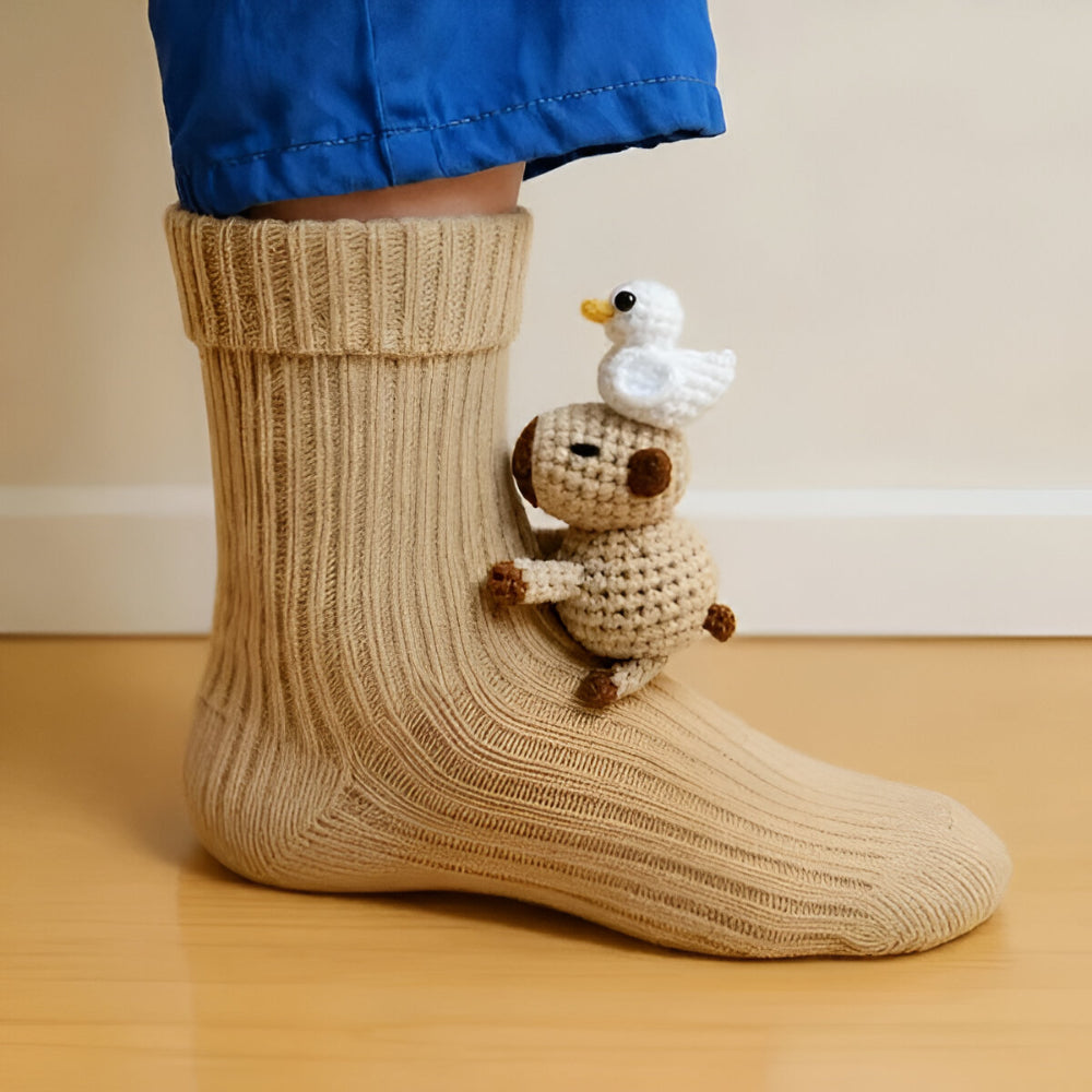KnusStep Warme Dierensokken van Pluche – Antislip Huissokken met 3D Ontwerp