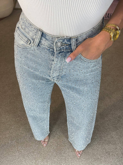 Glitterende damesjeans
