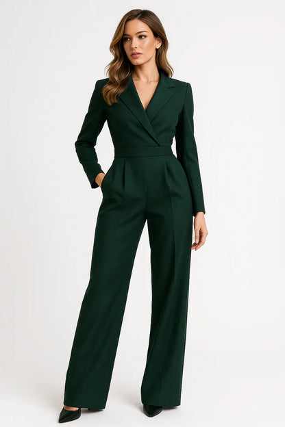 ZAAN Original| Luxe Blazer Jumpsuit met V-hals en Wide-leg Pasvorm
